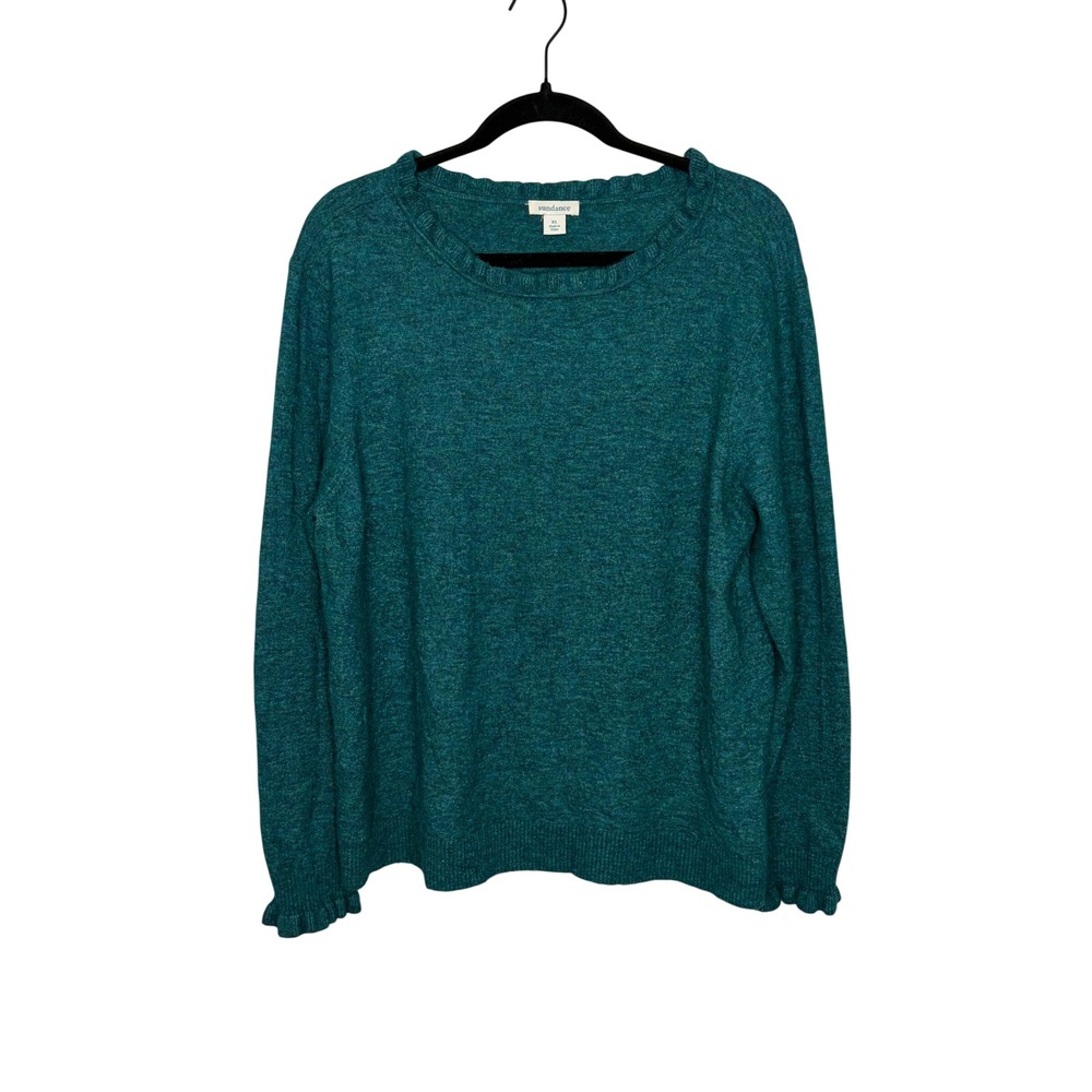 Sundance Wool Cashmere Blend Teal Ruffle Cuff Sweater XL